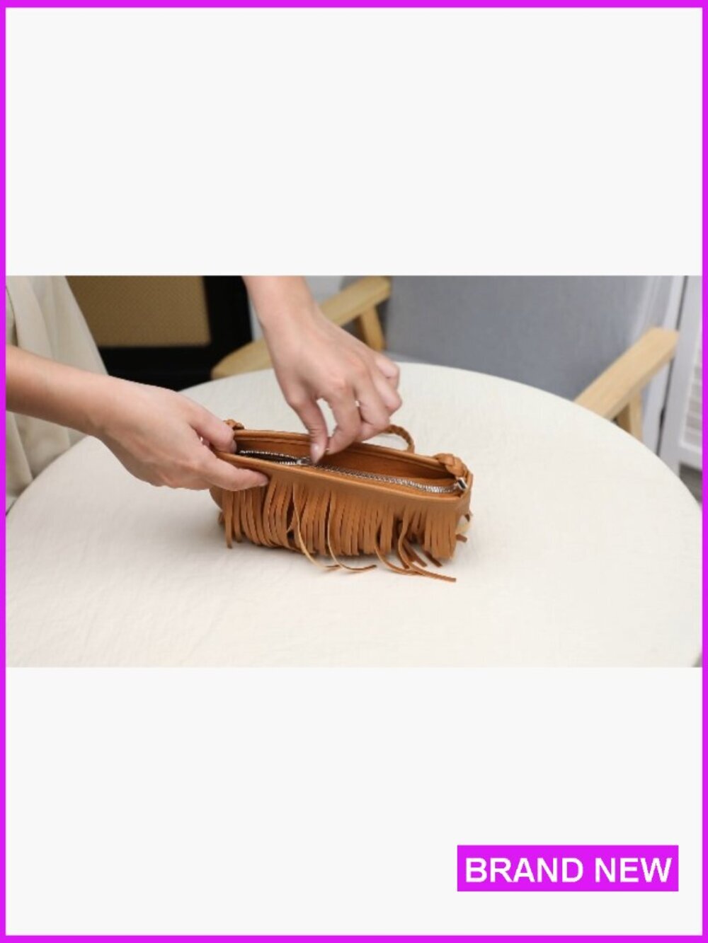 Fringe Crossbody Bag Bohemian Sling Purse Lightweight Leather Shoulder Bag - Picture 7 of 7